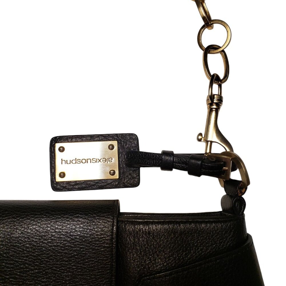 Alexis Hudson Vintage Black Pebbled Leather Dead Bolt Shoulder Bag - Picture 3 of 11